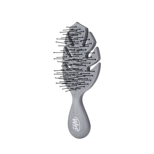 Wet Brush eco-friendly mini hairbrush with gray leaf-shaped design and flexible bristles