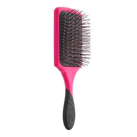 Wet Brush pink paddle brush for wet hair with black cushioned base and ergonomic handle