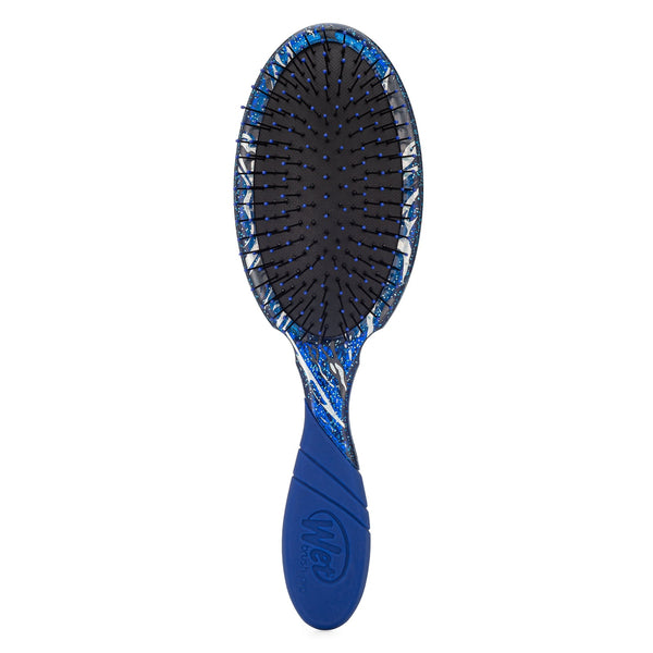 Wet Brush sparkle finish detangling brush with blue and silver glitter design and cushioned bristles