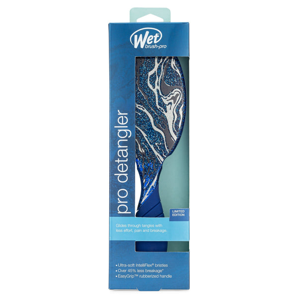 Wet Brush pro detangler with sparkle finish detangling brush and ultra-soft bristles in blue packaging