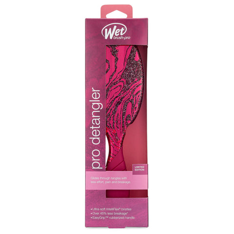 Wet Brush pro detangler with sparkle finish detangling brush in pink and black packaging
