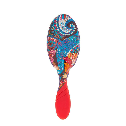 Wet Brush retro style detangling brush with colorful paisley design and red ergonomic handle