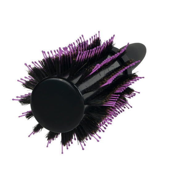 Wet Brush round volumizing blowout brush with black and purple bristles for styling and volume
