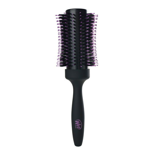 Wet Brush round volumizing blowout brush with black handle and purple-tipped bristles for styling